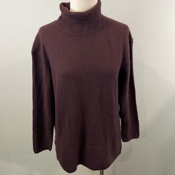 NWOT NORDSTROM Signature Funnel Neck Cashmere Sweater in Brown Chocolate (XS) - Picture 3 of 9